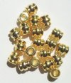 20 7x7mm Gold Plated Ringed Metal Tube Beads